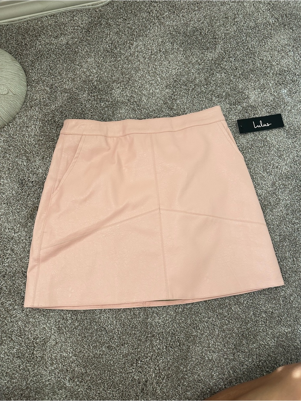 NWT Lulu's Blush Pink Faux Leather Mini Skirt SMALL